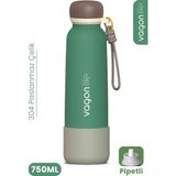 Vagonlife 750 ml Pipetli Sızdırmaz Paslanmaz Çelik Termos Matara El Askılı Bpa Içermez 750ML 1106FF - Yeşil