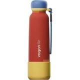 Vagonlife 750ML Düz Renkli Pipetli/pipetsiz Kullanım Ipli El Askılı Kaymaz Tabanlı Paslanmaz Çelik Termos - Kırmızı - 0,75 lt