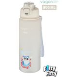 Vagonlife 800 ml Beyaz Figürlü Su Matarası Sızdırmaz Tasarım ve Çift Kullanım Pipetli