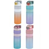 Vagonlife 800 Ml Çift Renk Kaydırmaz Silikon Gövde Motivasyon Su Matarası ( Karışık Renk 1 Adet)
