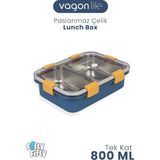 Vagonlife 800 ml Tek Kat 2 Bölme Lunch Box Yeni Nesil Sefer TASI-FFLBOX50442 - Lacivert