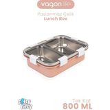 Vagonlife 800 ml Tek Kat 2 Bölme Lunch Box Yeni Nesil Sefer TASI-FFLBOX50442 - Pudra