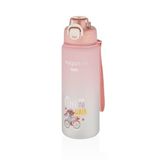 Vagonlife 800ml Sevimli Hayvanlar Desenli Pipetli/Pipetsiz Kullanım Polikarbon Su Matarası (Pudra Pembe)