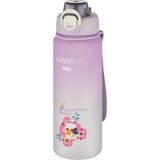 Vagonlife 800ML Yeni Koleksiyon Sevimli Hayvanlar Desenli Pipetli/pipetsiz Kullanım Polikarbon Su Matarası - Lila
