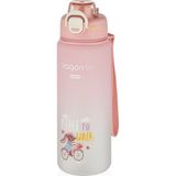 Vagonlife 800ML Yeni Koleksiyon Sevimli Hayvanlar Desenli Pipetli/pipetsiz Kullanım Polikarbon Su Matarası - Pudra Pembe