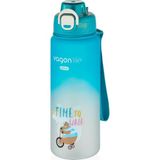 Vagonlife 800ML Yeni Koleksiyon Sevimli Hayvanlar Desenli Pipetli/pipetsiz Kullanım Polikarbon Su Matarası - Turkuaz