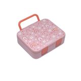 Vagonlife Bento 1000ml Lunchbox Tek Katlı 3 Bölmeli Kulplu ABS Plastik Çocuk Sefer Tası Yemek Kutusu (Pembe)