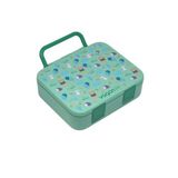 Vagonlife Bento 1000ml Lunchbox Tek Katlı 3 Bölmeli Kulplu ABS Plastik Çocuk Sefer Tası Yemek Kutusu (Yeşil)