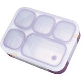 Vagonlife Bento 1000ml Lunchbox Tek Katlı 5 Bölmeli Çelik Sefer Tası Yemek Kutusu (Mor)