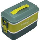 Vagonlife Bento 1000ML Lunchbox Yeni Koleksiyon 2 Katlı 3 Bölmeli Paslanmaz Çelik Sefer Tası Yemek Kutusu - Yeşil