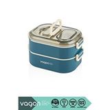 Vagonlife Bento 1000ML Lunchbox Yeni Koleksiyon Çift Katlı 3 Bölmeli Çelik Sefer Tası Yemek Kutusu - Lacivert