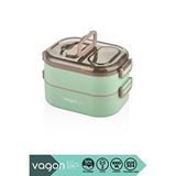 Vagonlife Bento 1000ml Lunchbox Yeni Koleksiyon Çift Katlı 3 Bölmeli Çelik Sefer Tası Yemek Kutusu Yeşil