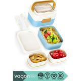 Vagonlife Bento 1010ML Yeni Lunchbox Serisi Çift Renk Iki Katlı Bir Çelik Kaseli Iki Mini Pp Plastik Kaplı 16X10X11.5CM Ölçü Paslanmaz Çelik Sefer Tası Çocuk Ilk Okul Yemek Kutusu Bpa Yok Özel Kutulu - 16x10x11.5cm Ölçülü - Mavi