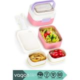 Vagonlife Bento 1010ML Yeni Lunchbox Serisi Çift Renk Iki Katlı Bir Çelik Kaseli Iki Mini Pp Plastik Kaplı 16X10X11.5CM Ölçü Paslanmaz Çelik Sefer Tası Çocuk Ilk Okul Yemek Kutusu Bpa Yok Özel Kutulu - 16x10x11.5cm Ölçülü - Pembe