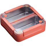 Vagonlife Bento 1100ML Lunchbox Yeni Koleksiyon Tek Katlı 2 Bölmeli Paslanmaz Çelik Sefer Tası Yemek Kutusu - Açık Kırmızı