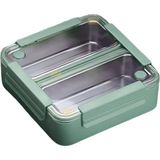 Vagonlife Bento 1100ML Lunchbox Yeni Koleksiyon Tek Katlı 2 Bölmeli Paslanmaz Çelik Sefer Tası Yemek Kutusu - Yeşil