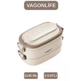 Vagonlife Bento 1140Ml Çelik Lunchbox 2 Katlı 4 Bölme Yeni Koleksiyon ( Çorba Kaseli) Beslenme Kabı