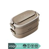 Vagonlife Bento 1140ML Lunchbox Yeni Koleksiyon 2 Katlı 4 Bölmeli Mini Kaseli Çelik Sefer Tası Yemek Kutusu - Kahverengi