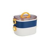 Vagonlife Bento 1200ml Çift Renkli Lunchbox 2 Katlı Çelik Sefer Tası Yemek Kutusu (Lacivert)