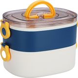 Vagonlife Bento 1200ml Çift Renkli Lunchbox Yeni Koleksiyon 2 Katlı Çelik Sefer Tası Yemek Kutusu - 410-Lacivert