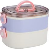 Vagonlife Bento 1200ml Çift Renkli Lunchbox Yeni Koleksiyon 2 Katlı Çelik Sefer Tası Yemek Kutusu - Açık Mor