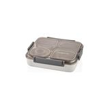 Vagonlife Bento 1200ml Lunchbox Tek Katlı 4 Bölmeli ve Kaseli Çelik Sefer Tası Yemek Kutusu (Gri)