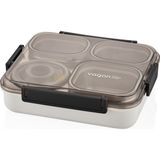Vagonlife Bento 1200ml Lunchbox Yeni Koleksiyon Tek Katlı 4 Bölmeli Ve Kaseli Çelik Sefer Tası Yemek Kutusu Siyah