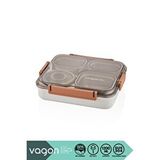 Vagonlife Bento 1200ml Lunchbox Yeni Koleksiyon Tek Katlı 4 Bölmeli Ve Kaseli Çelik Sefer Tası Yemek Kutusu Turuncu