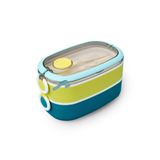 Vagonlife Bento 1300ml Lunchbox 2 Katlı 3 Bölmeli Paslanmaz Çelik Sefer Tası Yemek Kutusu (Mavi-Fıstık Yeşili)