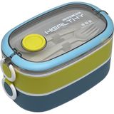 Vagonlife Bento 1300ML Lunchbox 2 Katlı 3 Bölmeli Paslanmaz Çelik Sefer Tası Yemek (Mavi-) - Çok Renkli - Standart
