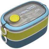 Vagonlife Bento 1300ML Lunchbox Yeni Koleksiyon 2 Katlı 3 Bölmeli Paslanmaz Çelik Sefer Tası Yemek Kutusu - Mavi