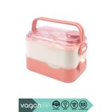 Vagonlife Bento 1350ml Lunchbox Yeni Koleksiyon 2 Katlı 3 Bölmeli ve Sosluklu Çelik Sefer Tası Yemek Kutusu