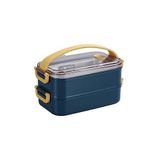 Vagonlife Bento 1400ml Lunchbox 2 Katlı Çelik Sefer Tası Yemek Kutusu (Lacivert)