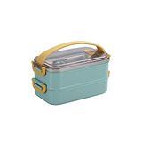 Vagonlife Bento 1400ml Lunchbox 2 Katlı Çelik Sefer Tası Yemek Kutusu (Yeşil)