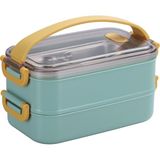 Vagonlife Bento 1400ML Lunchbox Yeni Koleksiyon 2 Katlı Çelik Sefer Tası Yemek Kutusu - Yeşil