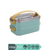 Vagonlife Bento 1400ml Lunchbox Yeni Koleksiyon 2 Katlı Silikon Kulpu Paslanmaz Çelik Sefer Tası Yemek Kutusu