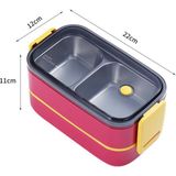 Vagonlife Bento 1400ml Lunchbox Yeni Koleksiyon Iki Katlı 2 Bölmeli Çelik Sefer Tası Yemek Kutusu Kırmızı-sarı