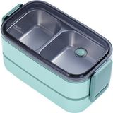 Vagonlife Bento 1400ML Lunchbox Yeni Koleksiyon Iki Katlı 2 Bölmeli Çelik Sefer Tası Yemek Kutusu - Mavi