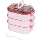 Vagonlife Bento 1450ML Lunchbox Üç Katlı 5 Bölmeli ve Mini Sosluklu Çelik Sefer Tası Yemek Kutusu (Pembe) - 41 Delft Blue