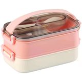 Vagonlife Bento 1500Ml 2 Katlı 3 Bölmeli Paslanmaz Çelik Yemek Kutusu Pembe