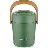 Vagonlife Bento 1600ML Lunchbox 2 Kaseli 4-6 Saat Sıcak/soğuk Termos Özellikli Çelik Sefer Tası Yemek Kutusu (Yeşil) - Ahşap - Bej