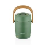 Vagonlife Bento 1600ml Lunchbox 2 Kaseli 4-6 Saat Sıcak/Soğuk Termos Özellikli Çelik Sefer Tası Yemek Kutusu (Yeşil)