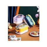 Vagonlife Bento 1600ml Lunchbox 2 Katlı Çelik Sefer Tası Yemek Kutusu (Lacivert)