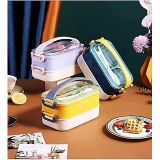 Vagonlife Bento 1600ml Lunchbox 2 Katlı Çelik Sefer Tası Yemek Kutusu (Mor)