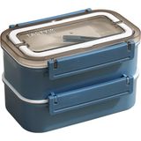 Vagonlife Bento 1600ML Lunchbox Yeni Koleksiyon 2 Katlı 4 Bölmeli Çelik Sefer Tası Yemek Kutusu - Koyu Lacivert