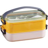 Vagonlife Bento 1600ML Lunchbox Yeni Koleksiyon 2 Katlı Çelik Sefer Tası Yemek Kutusu - Altın
