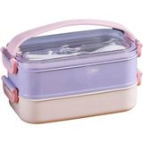 Vagonlife Bento 1600ML Lunchbox Yeni Koleksiyon 2 Katlı Çelik Sefer Tası Yemek Kutusu - Mor