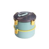 Vagonlife Bento 1600ml Yuvarlak Lunchbox Çift Katlı Çelik Sefer Tası Yemek Kutusu (Açık Yeşil)