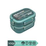 Vagonlife Bento 1650ML Lunchbox Yeni Koleksiyon 2 Katlı 3 Bölmeli Paslanmaz Çelik Sefer Tası Yemek Kutusu - Yeşil