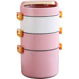 Vagonlife Bento 1800 ml Lunchbox Yeni Koleksiyon 3 Katlı Paslanmaz Çelik Sefer Tası Yemek Kutusu - Açık Pembe